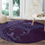 Hawaiian Manta Ray and Polynesian Tribal Tattoo Round Carpet Purple Color LT03