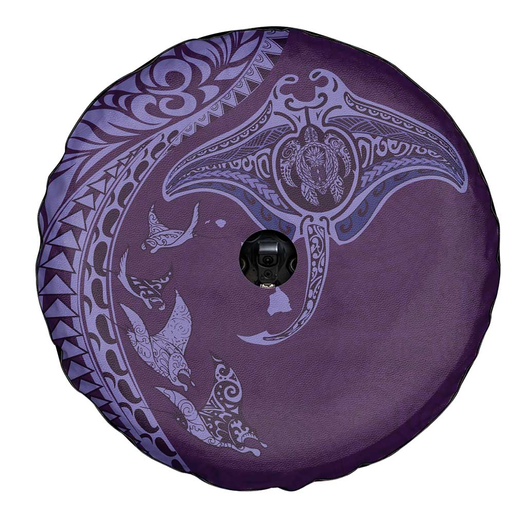 Hawaiian Manta Ray and Polynesian Tribal Tattoo Spare Tire Cover Purple Color LT03 - Polynesian Pride