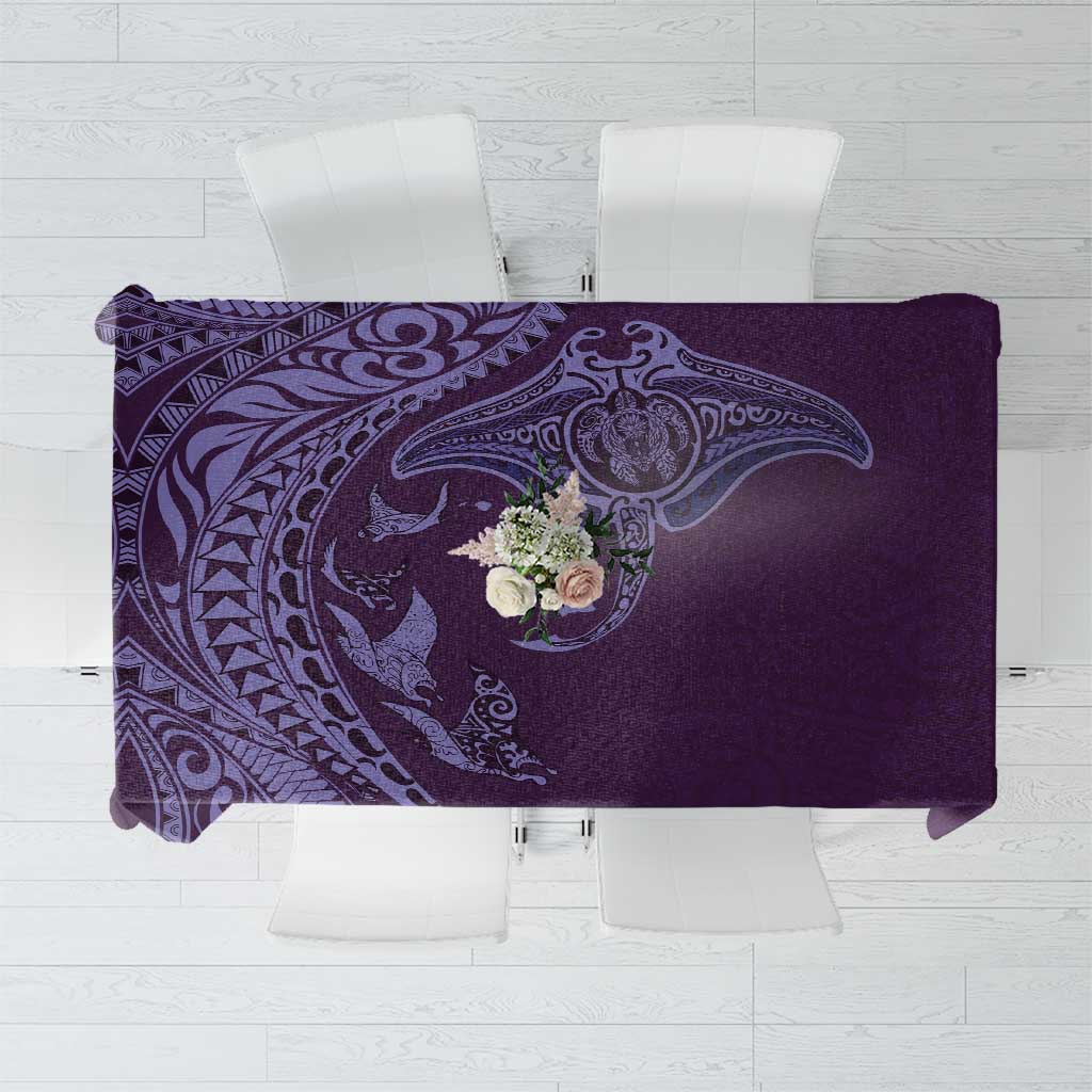 Hawaiian Manta Ray and Polynesian Tribal Tattoo Tablecloth Purple Color LT03 Purple - Polynesian Pride