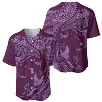 Hawaiian Manta Ray and Polynesian Tribal Tattoo Baseball Jersey Pink Color LT03
