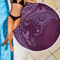 Hawaiian Manta Ray and Polynesian Tribal Tattoo Beach Blanket Pink Color LT03 - Polynesian Pride