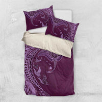 Hawaiian Manta Ray and Polynesian Tribal Tattoo Bedding Set Pink Color LT03
