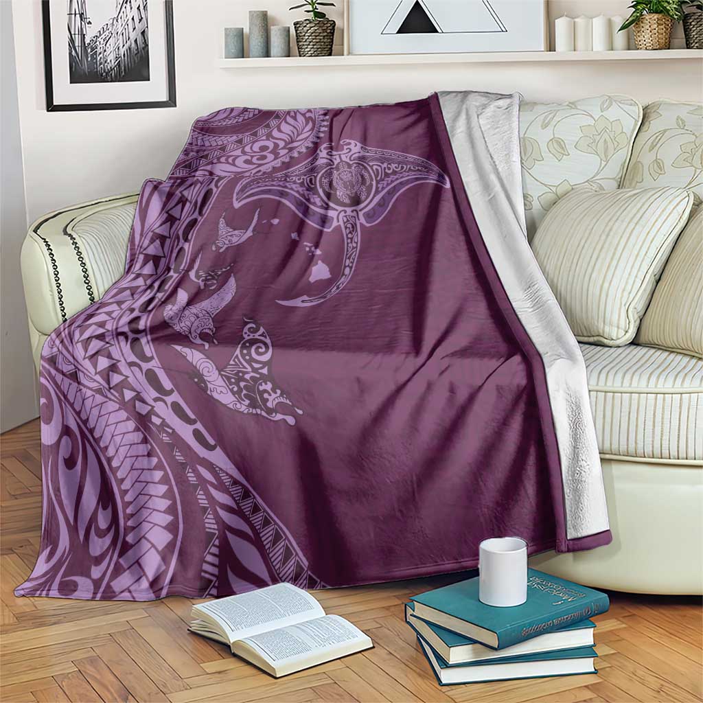 Hawaiian Manta Ray and Polynesian Tribal Tattoo Blanket Pink Color LT03 Pink - Polynesian Pride