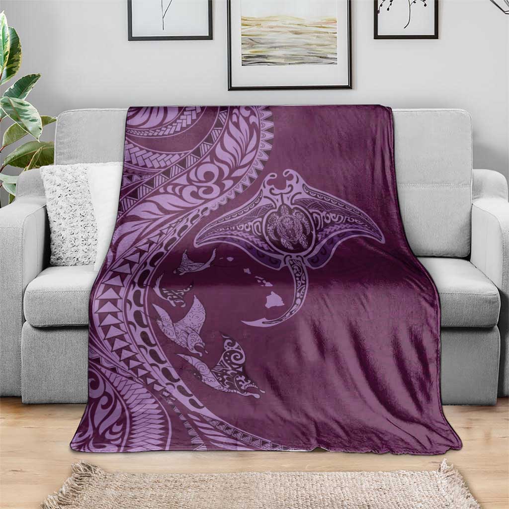 Hawaiian Manta Ray and Polynesian Tribal Tattoo Blanket Pink Color LT03 - Polynesian Pride