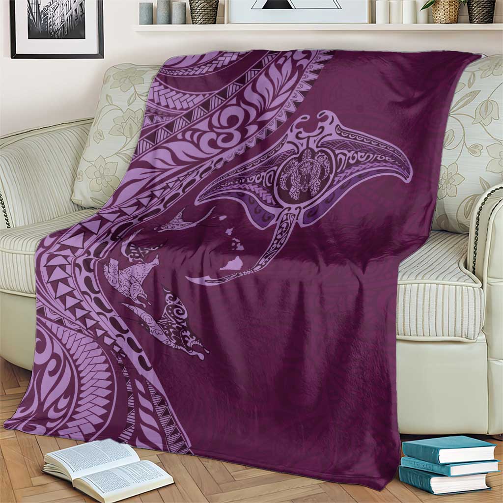 Hawaiian Manta Ray and Polynesian Tribal Tattoo Blanket Pink Color LT03 - Polynesian Pride