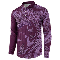 Hawaiian Manta Ray and Polynesian Tribal Tattoo Button Sweatshirt Pink Color LT03 - Polynesian Pride
