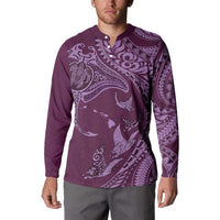 Hawaiian Manta Ray and Polynesian Tribal Tattoo Button Sweatshirt Pink Color LT03 - Polynesian Pride