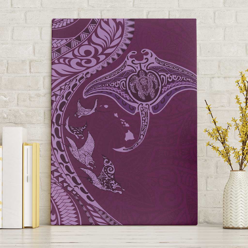 Hawaiian Manta Ray and Polynesian Tribal Tattoo Canvas Wall Art Pink Color LT03 Without Frame Pink - Polynesian Pride