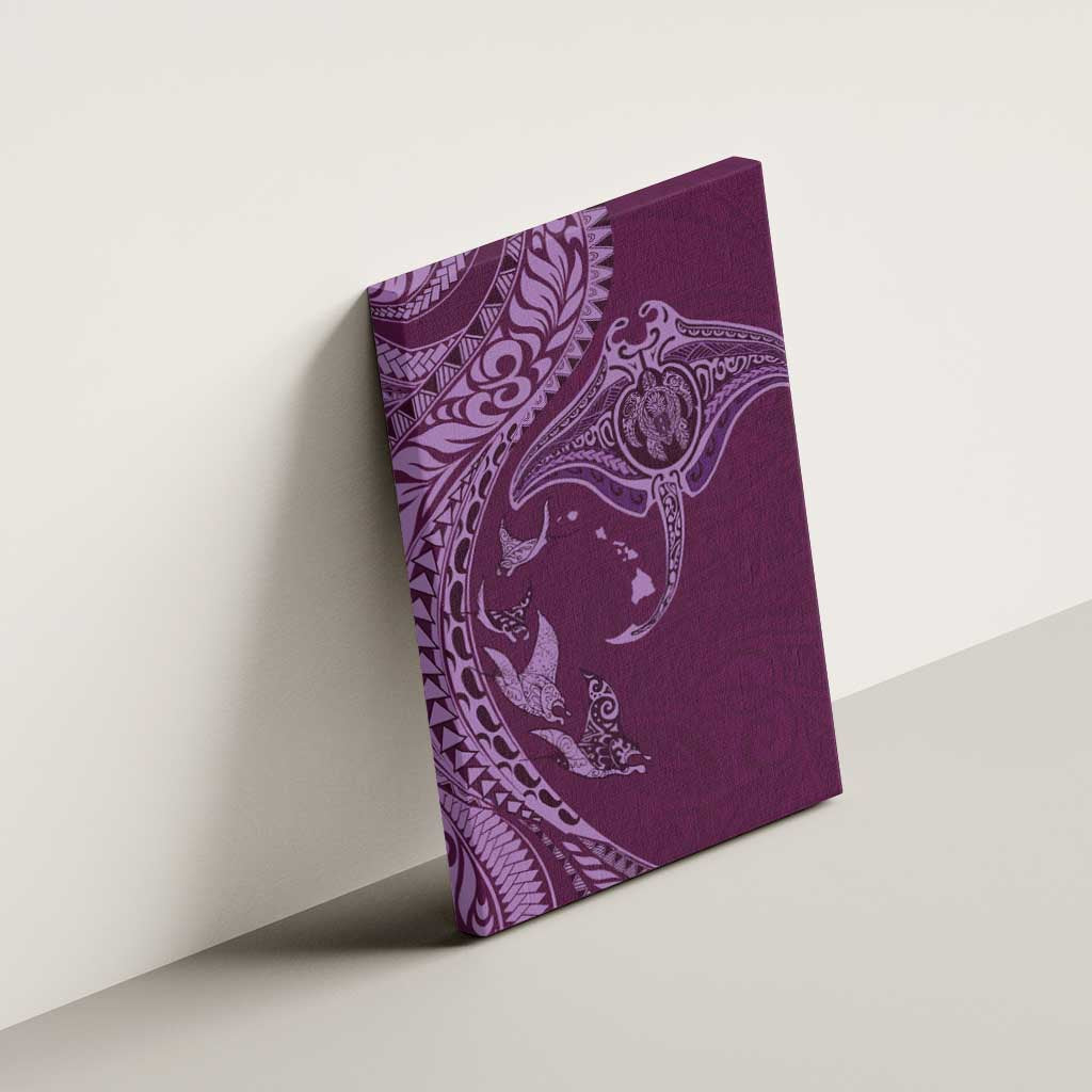 Hawaiian Manta Ray and Polynesian Tribal Tattoo Canvas Wall Art Pink Color LT03 - Polynesian Pride