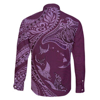 Hawaiian Manta Ray and Polynesian Tribal Tattoo Family Matching Mermaid Dress and Hawaiian Shirt Pink Color LT03