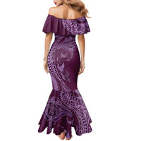 Hawaiian Manta Ray and Polynesian Tribal Tattoo Family Matching Mermaid Dress and Hawaiian Shirt Pink Color LT03