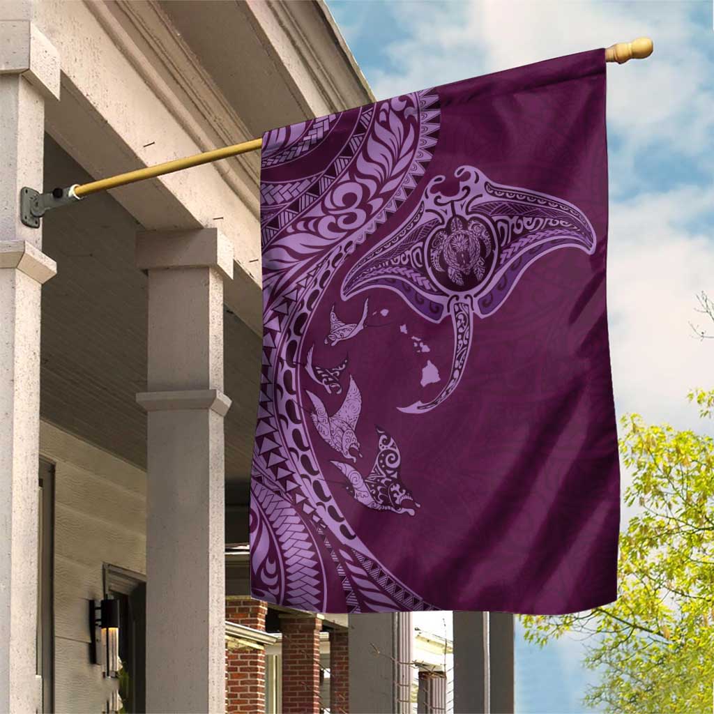 Hawaiian Manta Ray and Polynesian Tribal Tattoo Garden Flag Pink Color LT03 House Flag Pink - Polynesian Pride