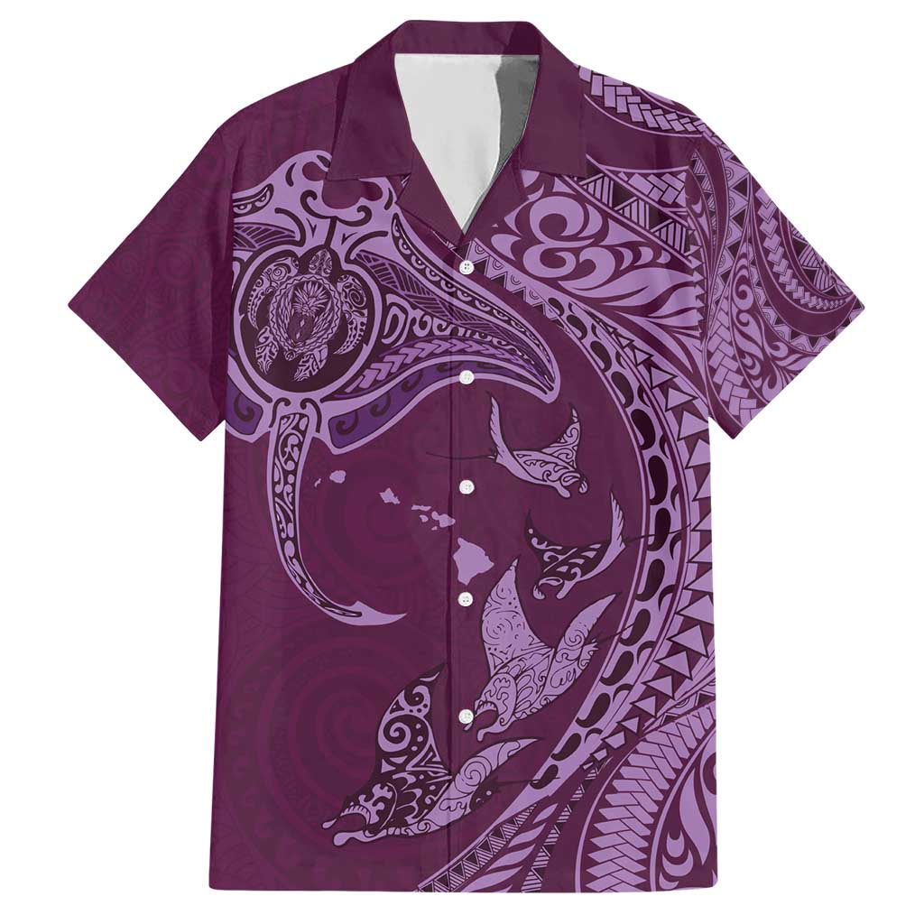 Hawaiian Manta Ray and Polynesian Tribal Tattoo Hawaiian Shirt Pink Color LT03