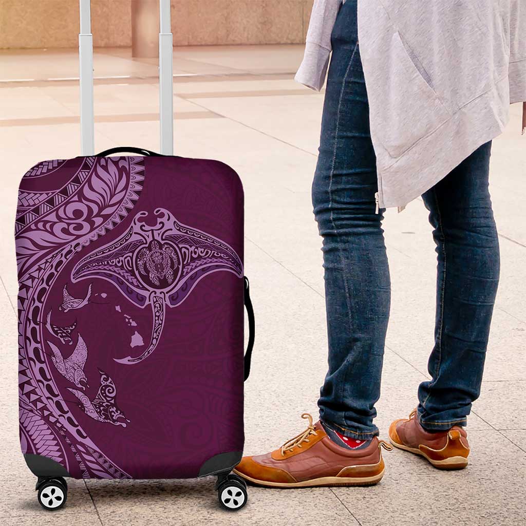 Hawaiian Manta Ray and Polynesian Tribal Tattoo Luggage Cover Pink Color LT03