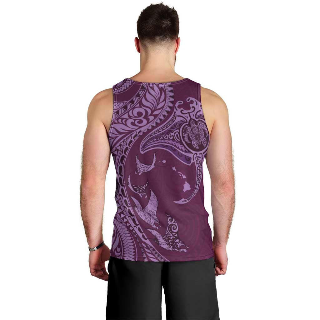 Hawaiian Manta Ray and Polynesian Tribal Tattoo Men Tank Top Pink Color LT03 - Polynesian Pride