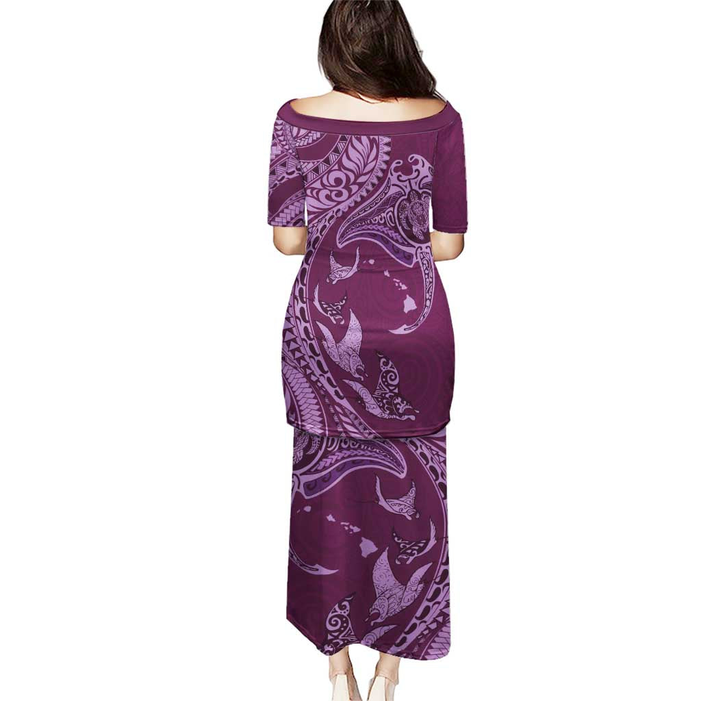 Hawaiian Manta Ray and Polynesian Tribal Tattoo Puletasi Pink Color LT03 - Polynesian Pride