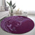 Hawaiian Manta Ray and Polynesian Tribal Tattoo Round Carpet Pink Color LT03