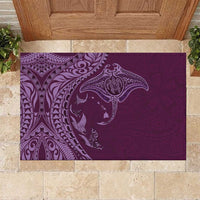 Hawaiian Manta Ray and Polynesian Tribal Tattoo Rubber Doormat Pink Color LT03 Pink - Polynesian Pride