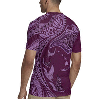 Hawaiian Manta Ray and Polynesian Tribal Tattoo Rugby Jersey Pink Color LT03 - Polynesian Pride