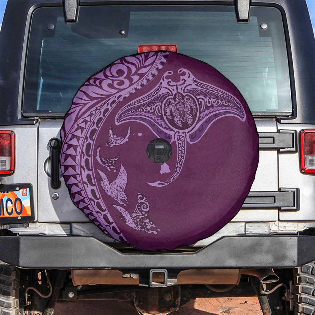 Hawaiian Manta Ray and Polynesian Tribal Tattoo Spare Tire Cover Pink Color LT03