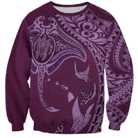 Hawaiian Manta Ray and Polynesian Tribal Tattoo Sweatshirt Pink Color LT03 Unisex Pink - Polynesian Pride
