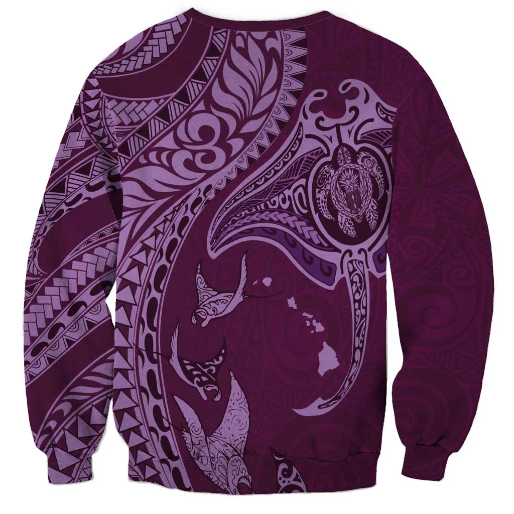 Hawaiian Manta Ray and Polynesian Tribal Tattoo Sweatshirt Pink Color LT03 - Polynesian Pride
