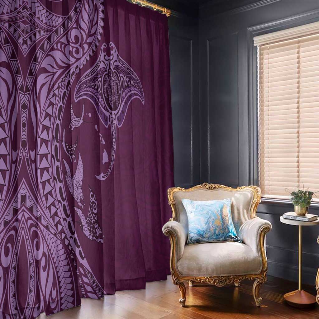 Hawaiian Manta Ray and Polynesian Tribal Tattoo Window Curtain Pink Color LT03 - Polynesian Pride