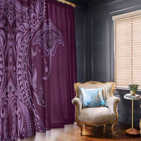 Hawaiian Manta Ray and Polynesian Tribal Tattoo Window Curtain Pink Color LT03 - Polynesian Pride