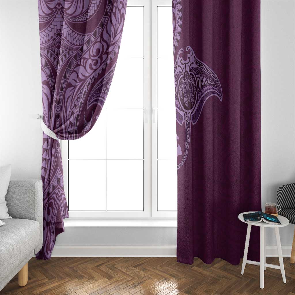 Hawaiian Manta Ray and Polynesian Tribal Tattoo Window Curtain Pink Color LT03 - Polynesian Pride