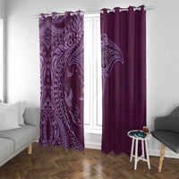 Hawaiian Manta Ray and Polynesian Tribal Tattoo Window Curtain Pink Color LT03 With Grommets Pink - Polynesian Pride