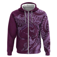 Hawaiian Manta Ray and Polynesian Tribal Tattoo Zip Hoodie Pink Color LT03