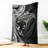 Hawaiian Manta Ray and Polynesian Tribal Tattoo Blanket Black Color LT03 - Polynesian Pride
