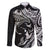 Hawaiian Manta Ray and Polynesian Tribal Tattoo Family Matching Long Sleeve Bodycon Dress and Hawaiian Shirt Black Color LT03