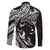 Hawaiian Manta Ray and Polynesian Tribal Tattoo Family Matching Long Sleeve Bodycon Dress and Hawaiian Shirt Black Color LT03