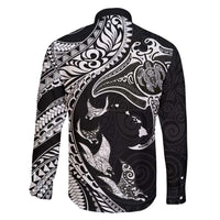 Hawaiian Manta Ray and Polynesian Tribal Tattoo Family Matching Mermaid Dress and Hawaiian Shirt Black Color LT03
