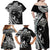 Hawaiian Manta Ray and Polynesian Tribal Tattoo Family Matching Off Shoulder Maxi Dress and Hawaiian Shirt Black Color LT03