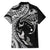 Hawaiian Manta Ray and Polynesian Tribal Tattoo Family Matching Short Sleeve Bodycon Dress and Hawaiian Shirt Black Color LT03