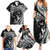 Hawaiian Manta Ray and Polynesian Tribal Tattoo Family Matching Summer Maxi Dress and Hawaiian Shirt Black Color LT03