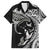 Hawaiian Manta Ray and Polynesian Tribal Tattoo Family Matching Summer Maxi Dress and Hawaiian Shirt Black Color LT03