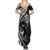 Hawaiian Manta Ray and Polynesian Tribal Tattoo Family Matching Summer Maxi Dress and Hawaiian Shirt Black Color LT03