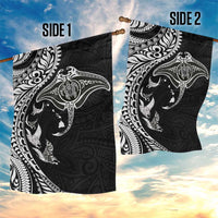 Hawaiian Manta Ray and Polynesian Tribal Tattoo Garden Flag Black Color LT03 - Polynesian Pride