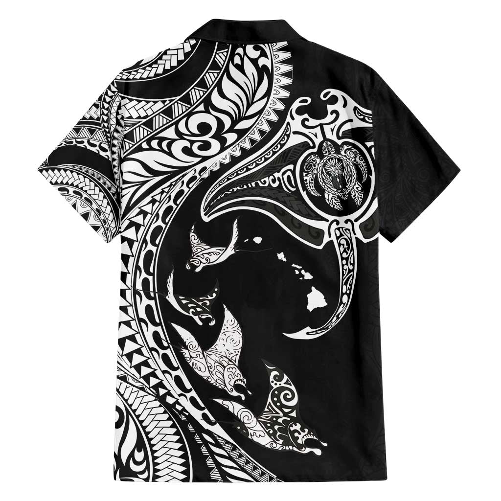 Hawaiian Manta Ray and Polynesian Tribal Tattoo Hawaiian Shirt Black Color LT03 - Polynesian Pride
