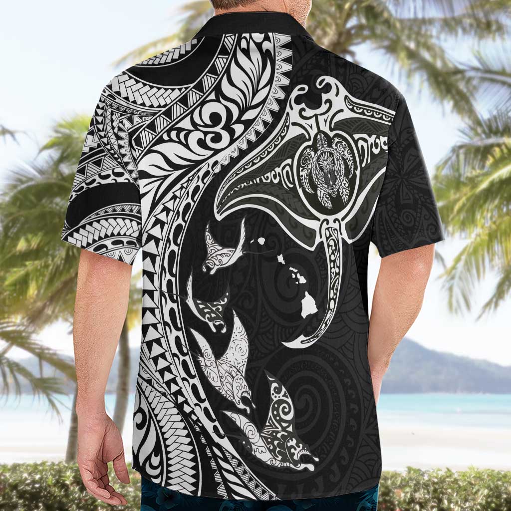 Hawaiian Manta Ray and Polynesian Tribal Tattoo Hawaiian Shirt Black Color LT03 - Polynesian Pride