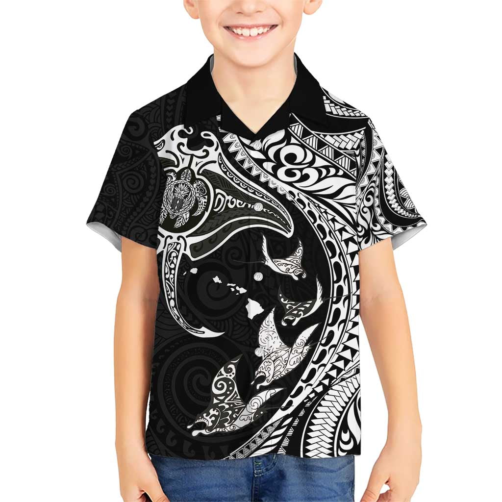 Hawaiian Manta Ray and Polynesian Tribal Tattoo Hawaiian Shirt Black Color LT03 - Polynesian Pride