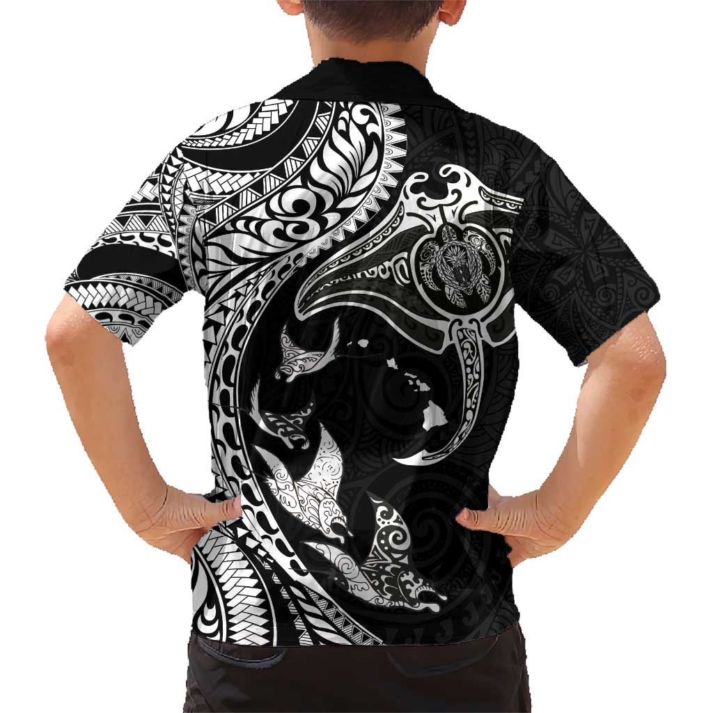 Hawaiian Manta Ray and Polynesian Tribal Tattoo Hawaiian Shirt Black Color LT03 - Polynesian Pride