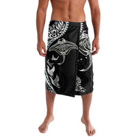 Hawaiian Manta Ray and Polynesian Tribal Tattoo Lavalava Black Color LT03 Black - Polynesian Pride