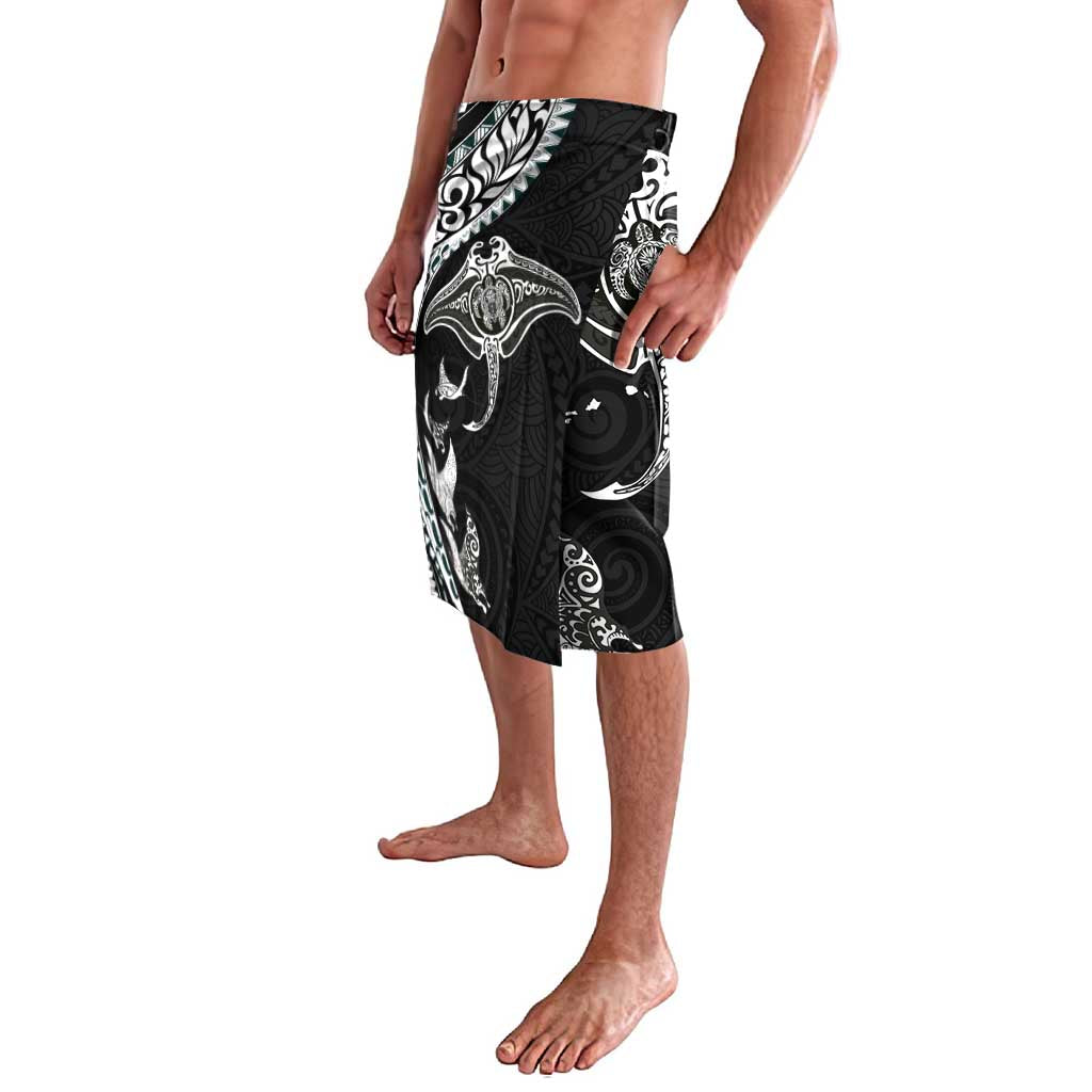 Hawaiian Manta Ray and Polynesian Tribal Tattoo Lavalava Black Color LT03 - Polynesian Pride