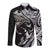 Hawaiian Manta Ray and Polynesian Tribal Tattoo Long Sleeve Button Shirt Black Color LT03