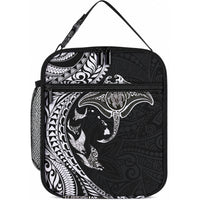 Hawaiian Manta Ray and Polynesian Tribal Tattoo Lunch Bag LT03 10.2 × 8.3 × 4.3 inch Black - Polynesian Pride