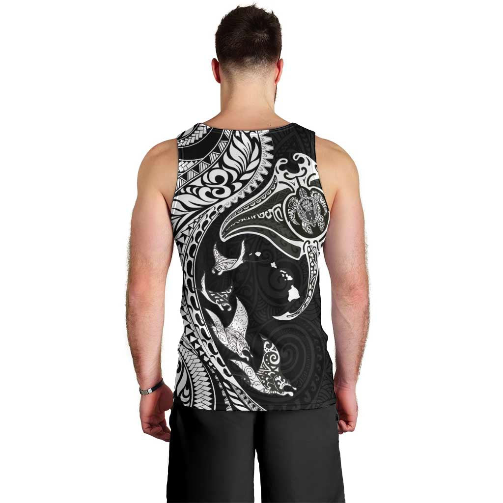 Hawaiian Manta Ray and Polynesian Tribal Tattoo Men Tank Top Black Color LT03 - Polynesian Pride